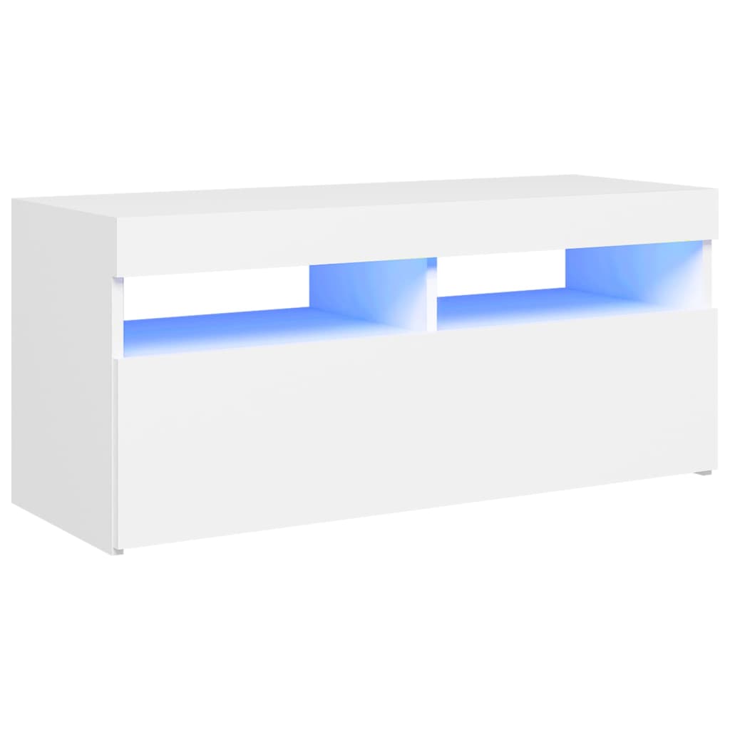 fehér TV-szekrény LED-lámpákkal 90 x 35 x 40 cm