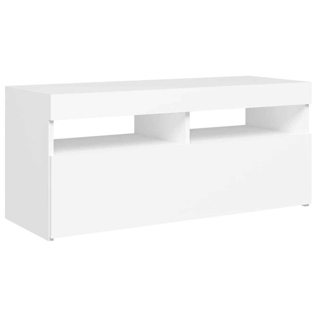 fehér TV-szekrény LED-lámpákkal 90 x 35 x 40 cm