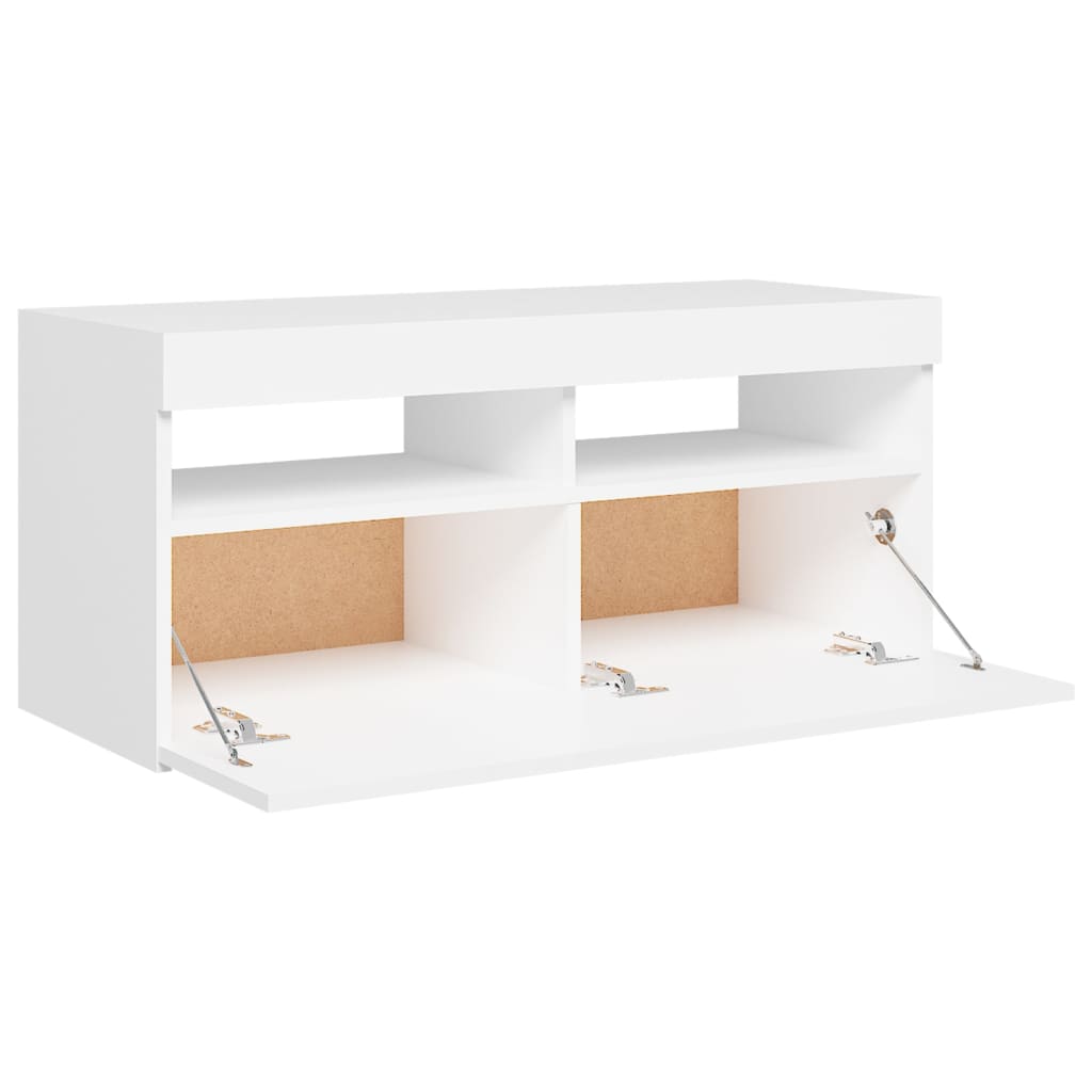 fehér TV-szekrény LED-lámpákkal 90 x 35 x 40 cm