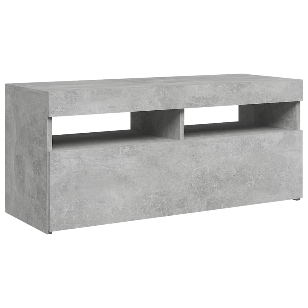 betonszürke TV-szekrény LED-világítással 90 x 35 x 40 cm