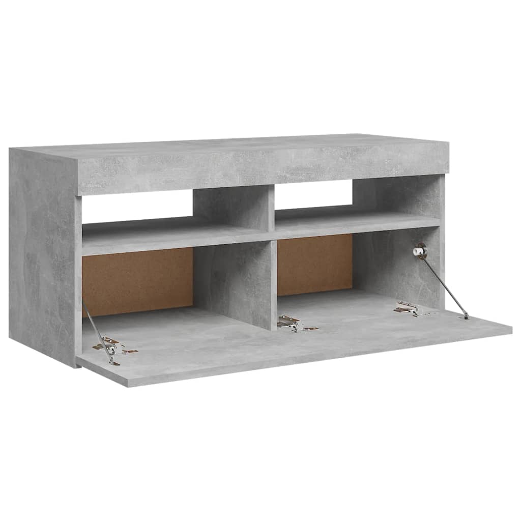 betonszürke TV-szekrény LED-világítással 90 x 35 x 40 cm