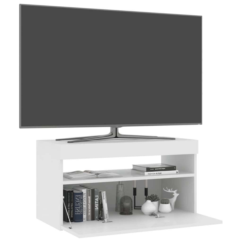 fehér TV-szekrény LED-világítással 75 x 35 x 40 cm