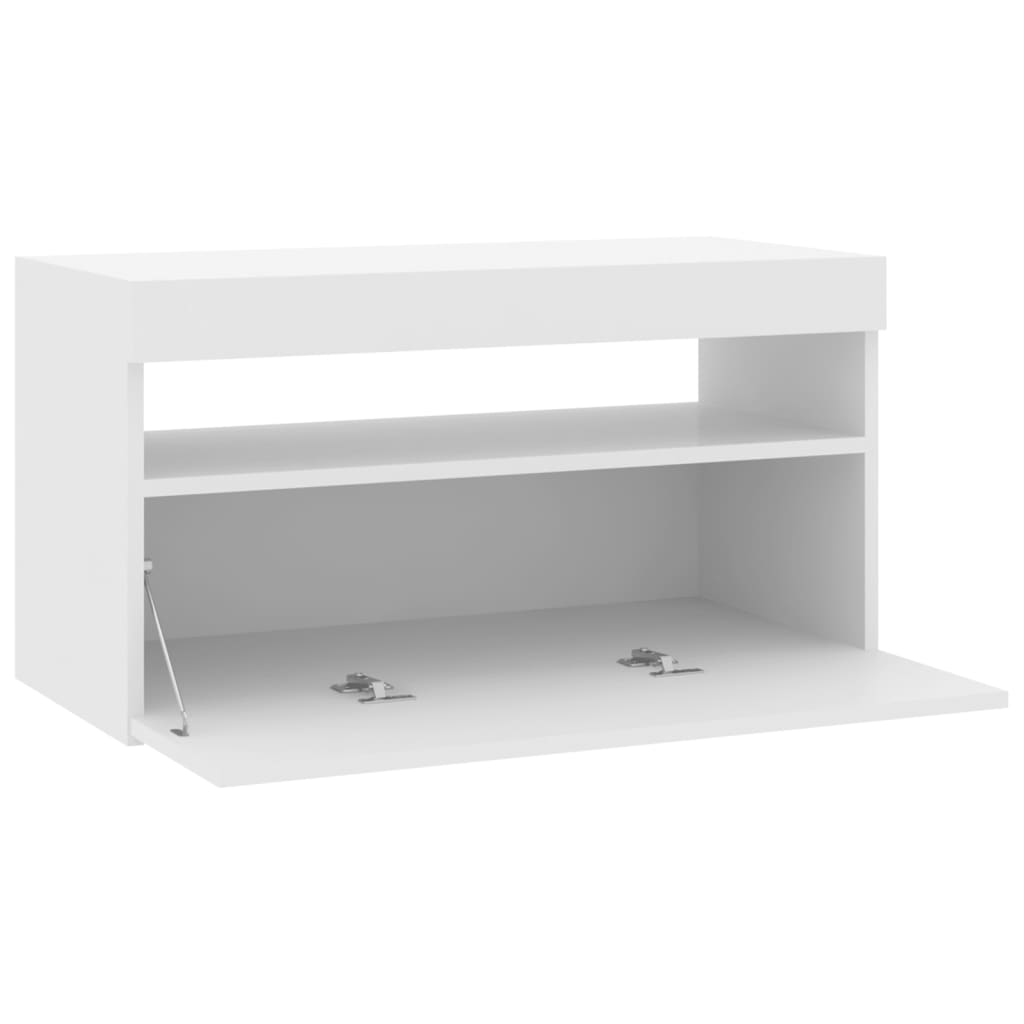 fehér TV-szekrény LED-világítással 75 x 35 x 40 cm