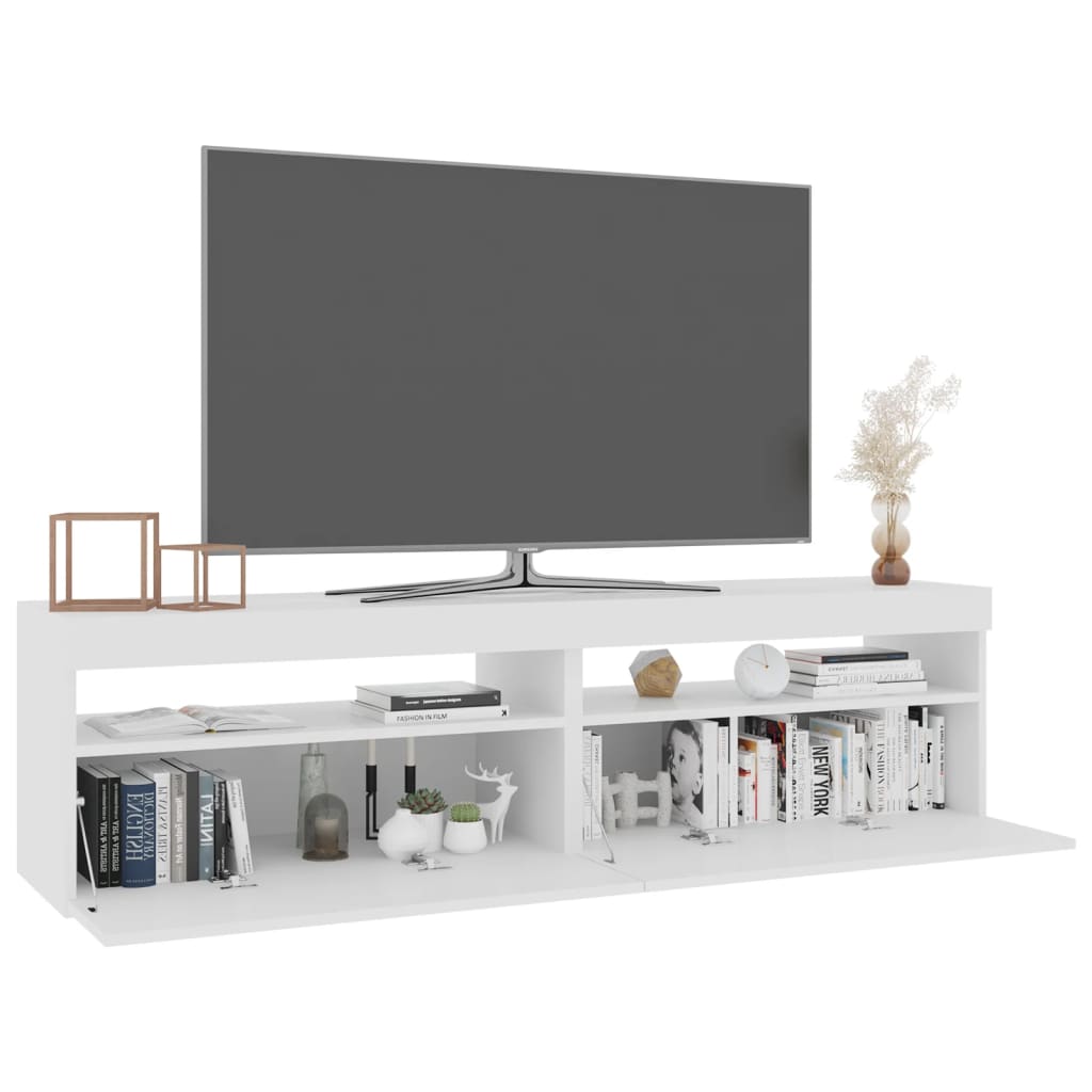 2 db fehér TV-szekrény LED-világítással 75 x 35 x 40 cm
