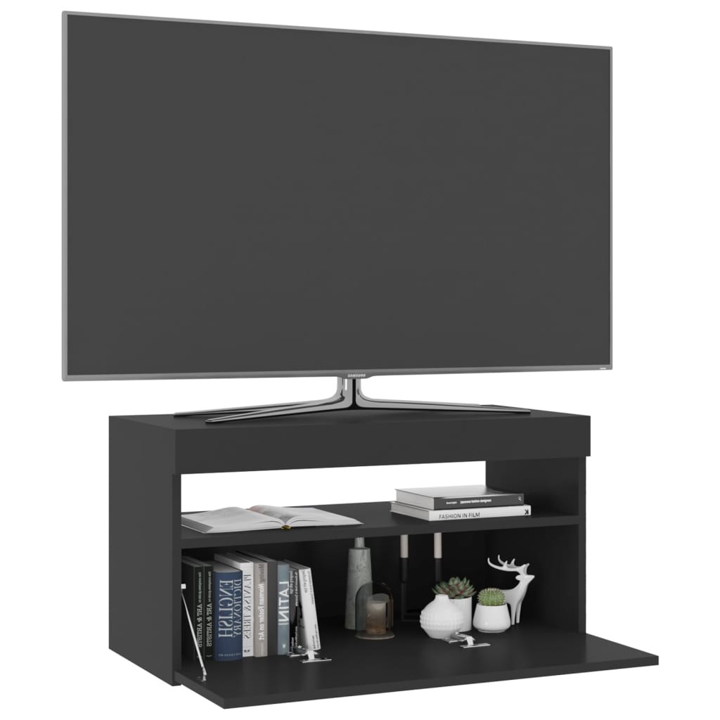 fekete TV-szekrény LED-világítással 75 x 35 x 40 cm