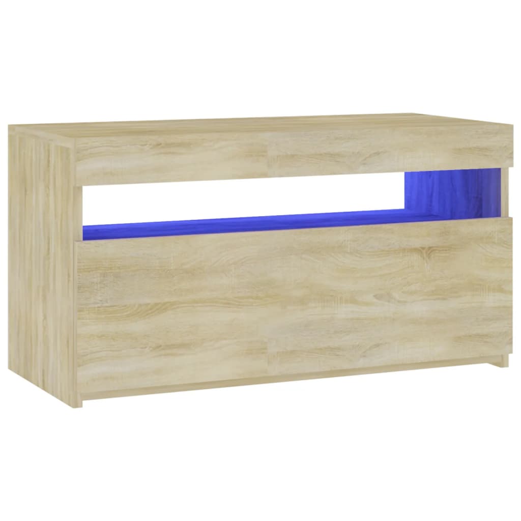 sonoma tölgy színű TV-szekrény LED-világítással 75 x 35 x 40 cm