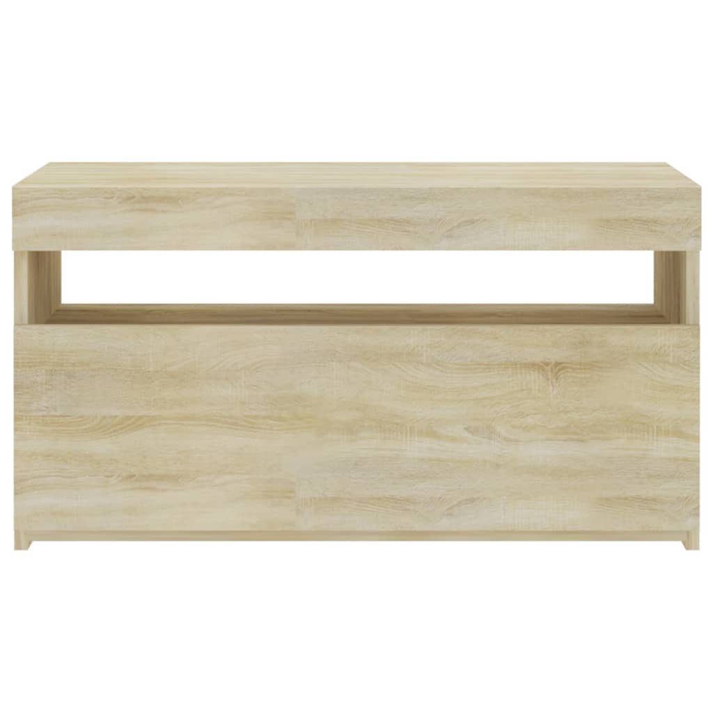sonoma tölgy színű TV-szekrény LED-világítással 75 x 35 x 40 cm