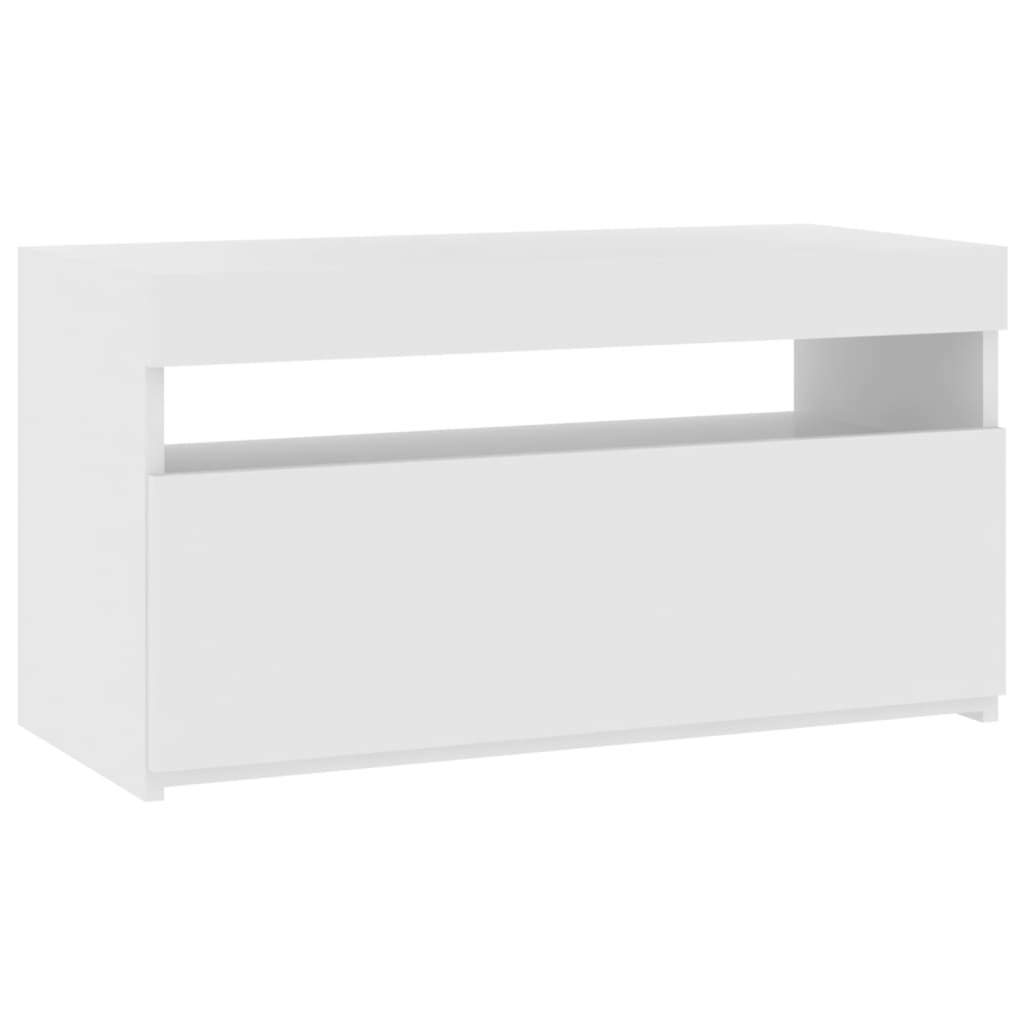 magasfényű fehér TV-szekrény LED-világítással 75x35x40 cm