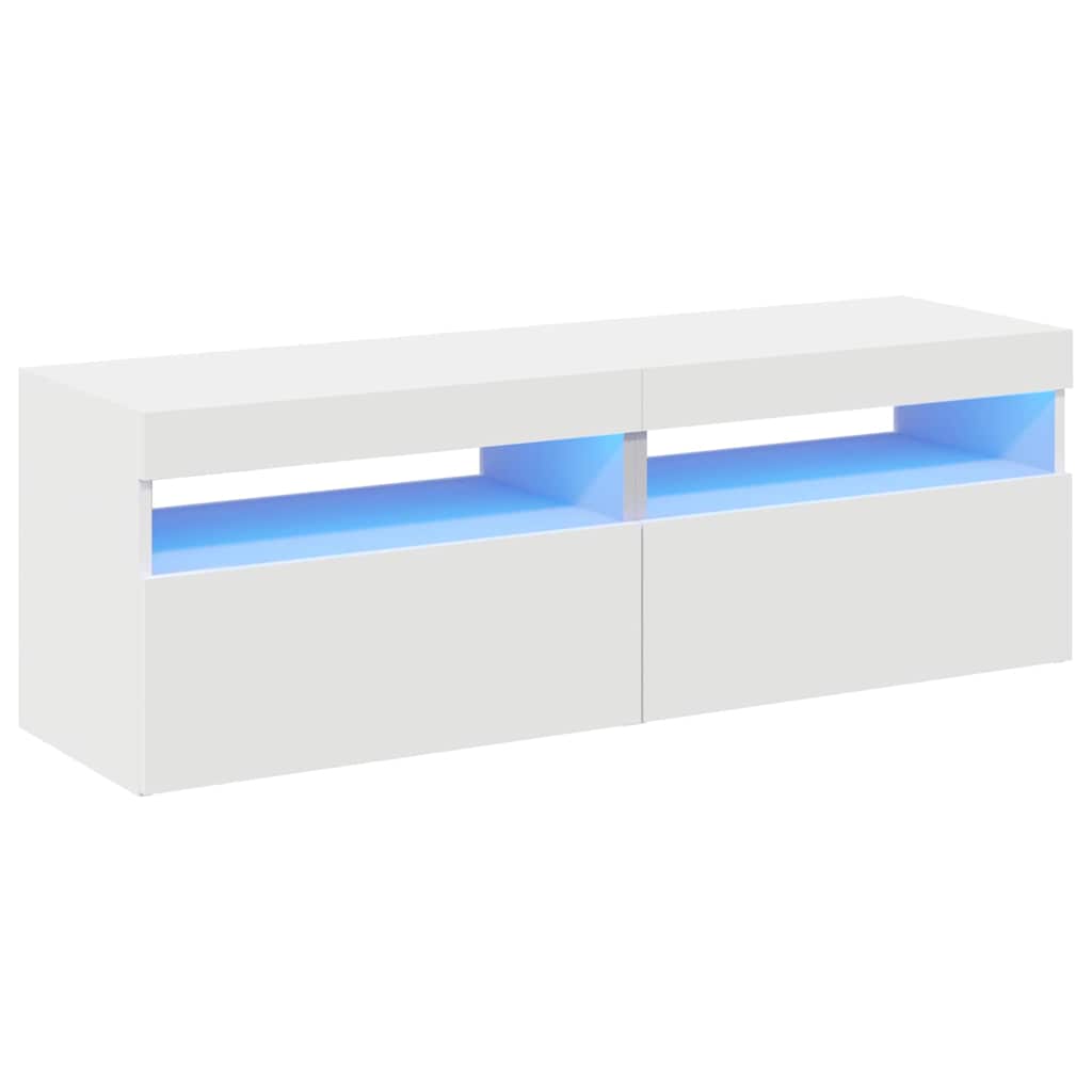 2 db fehér TV-szekrény LED-lámpákkal 60 x 35 x 40 cm