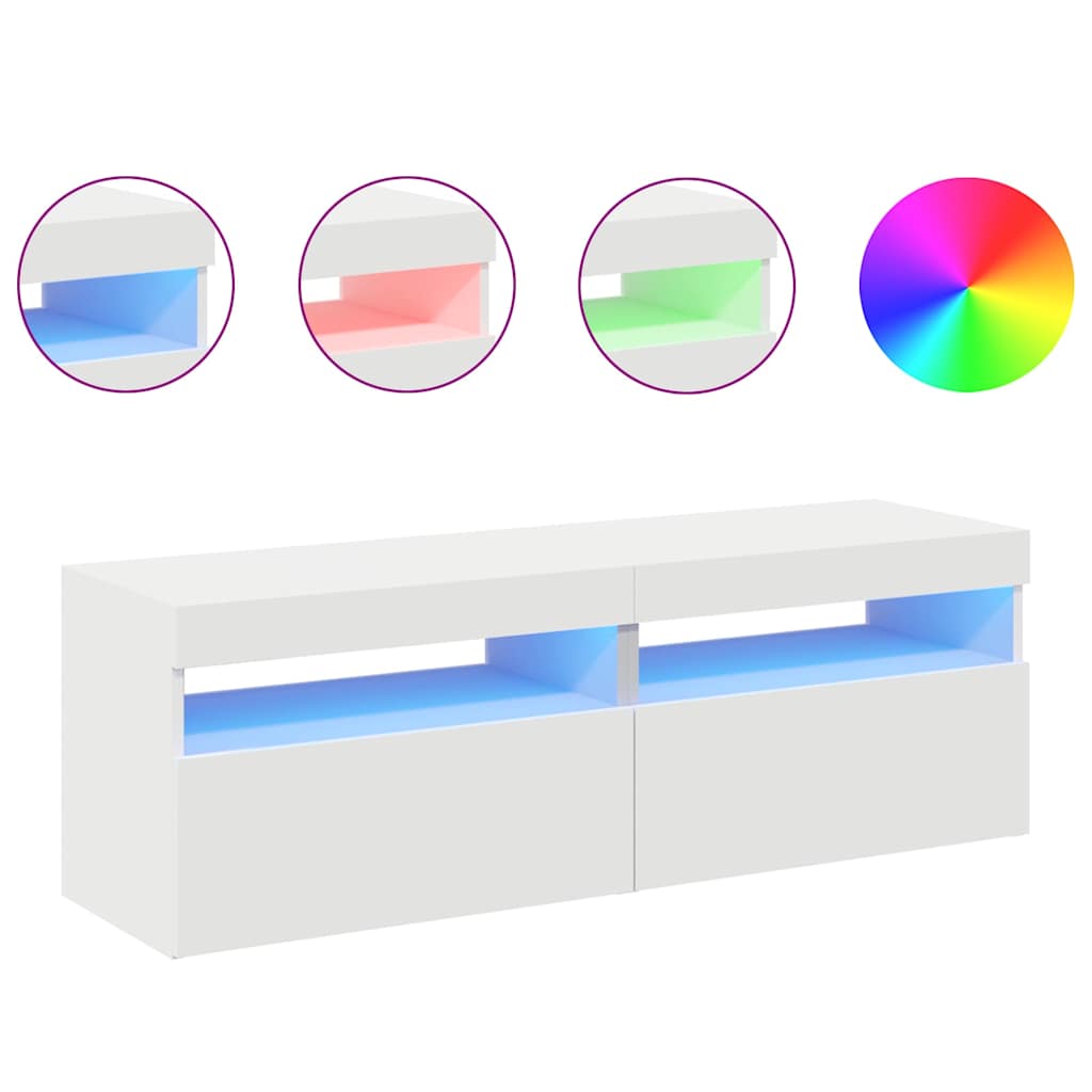 2 db fehér TV-szekrény LED-lámpákkal 60 x 35 x 40 cm