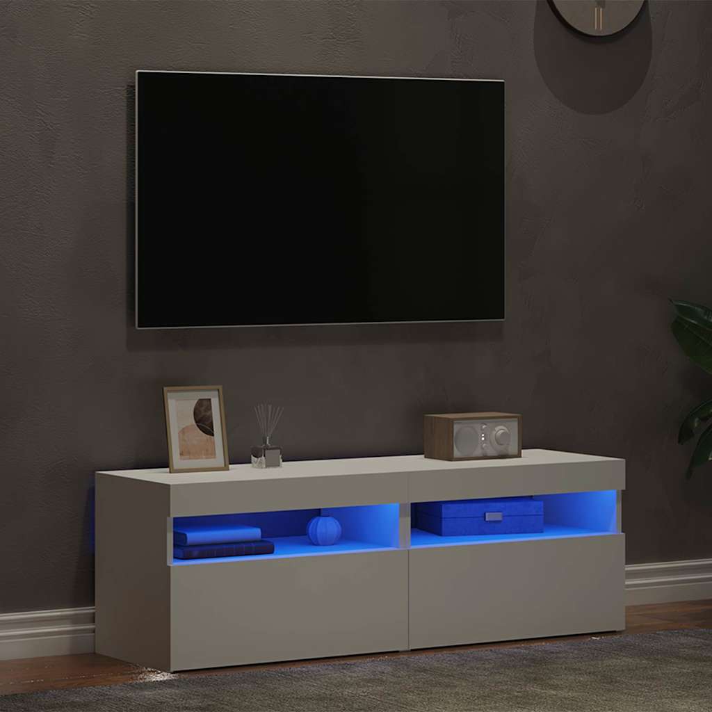 2 db fehér TV-szekrény LED-lámpákkal 60 x 35 x 40 cm