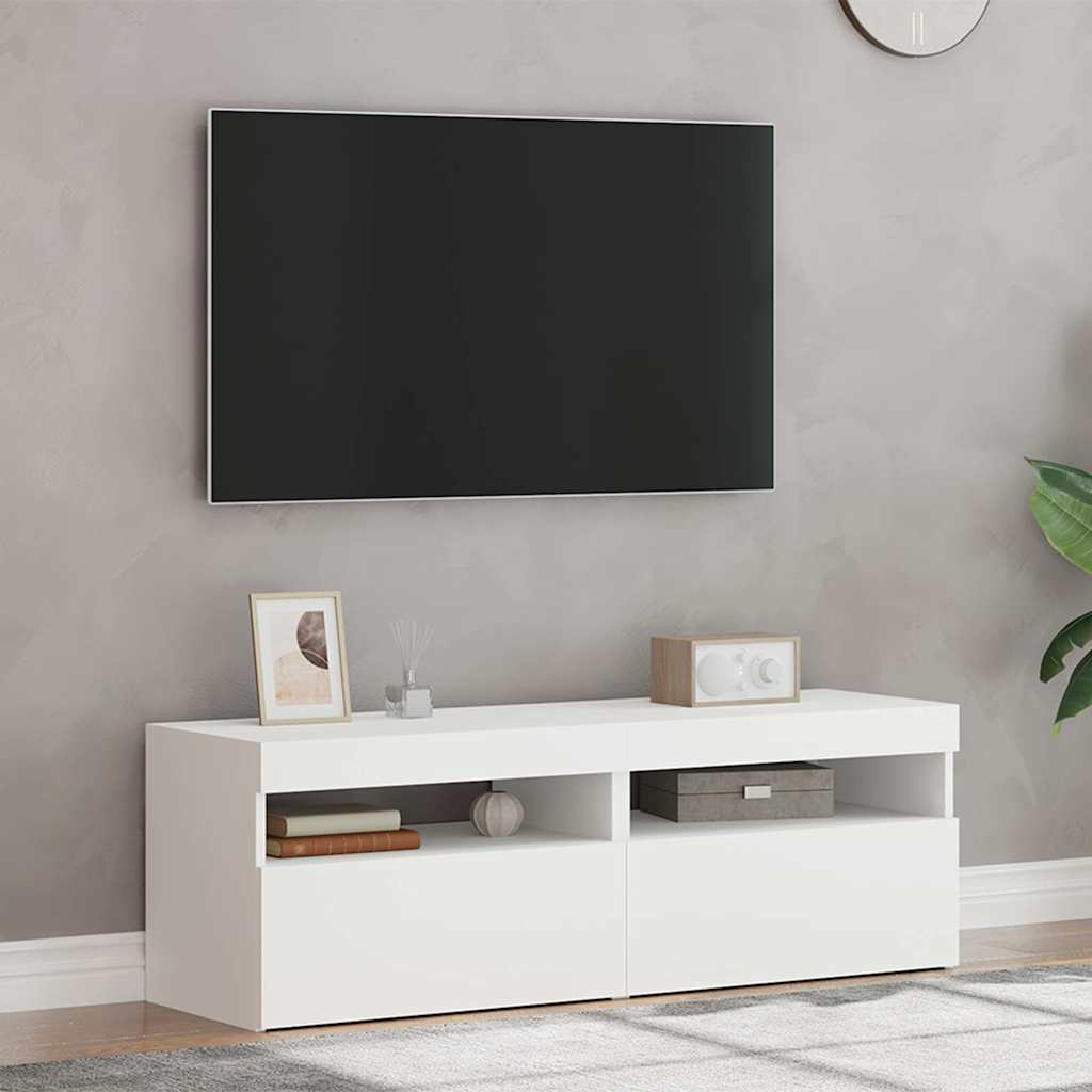 2 db fehér TV-szekrény LED-lámpákkal 60 x 35 x 40 cm