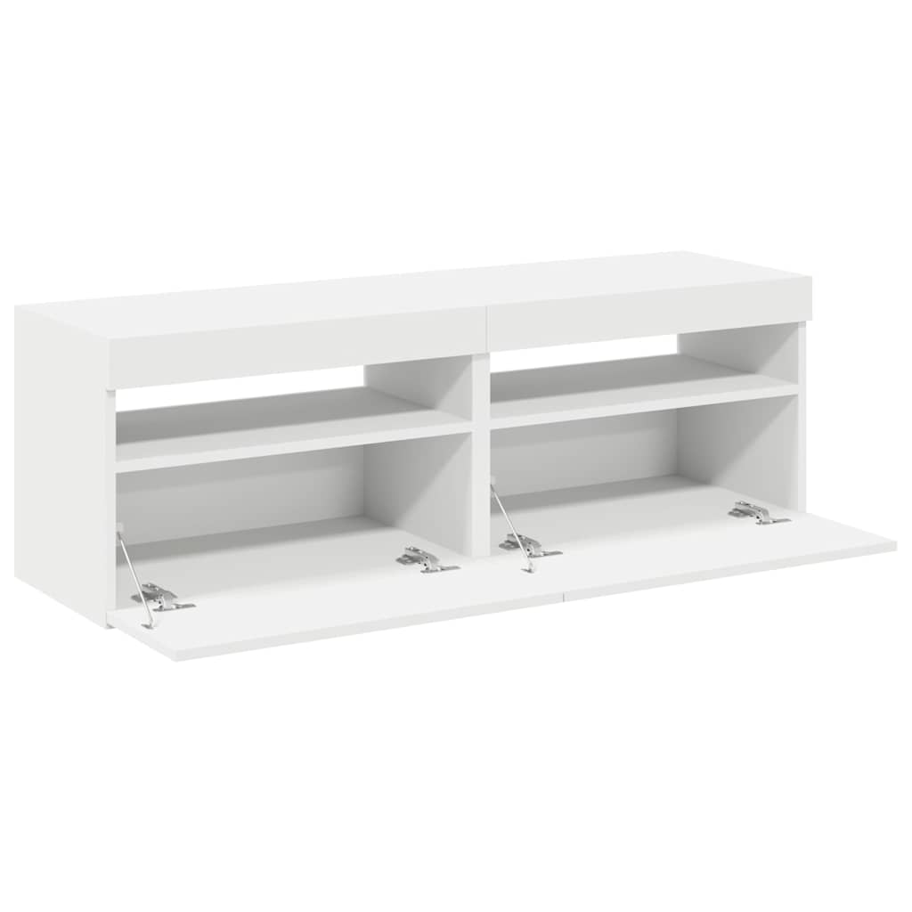 2 db fehér TV-szekrény LED-lámpákkal 60 x 35 x 40 cm