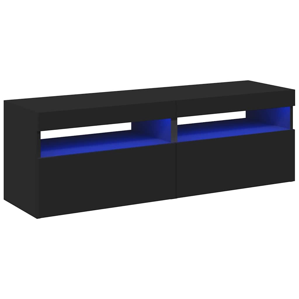 2 db fekete TV-szekrény LED-lámpákkal 60 x 35 x 40 cm