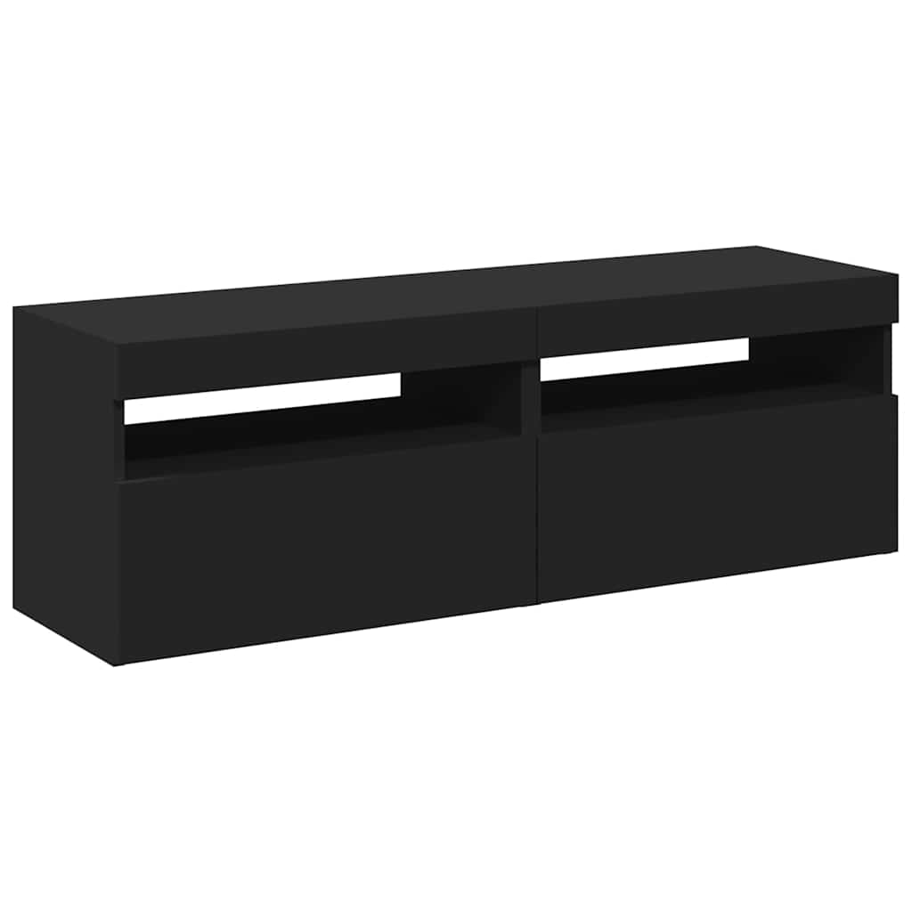 2 db fekete TV-szekrény LED-lámpákkal 60 x 35 x 40 cm