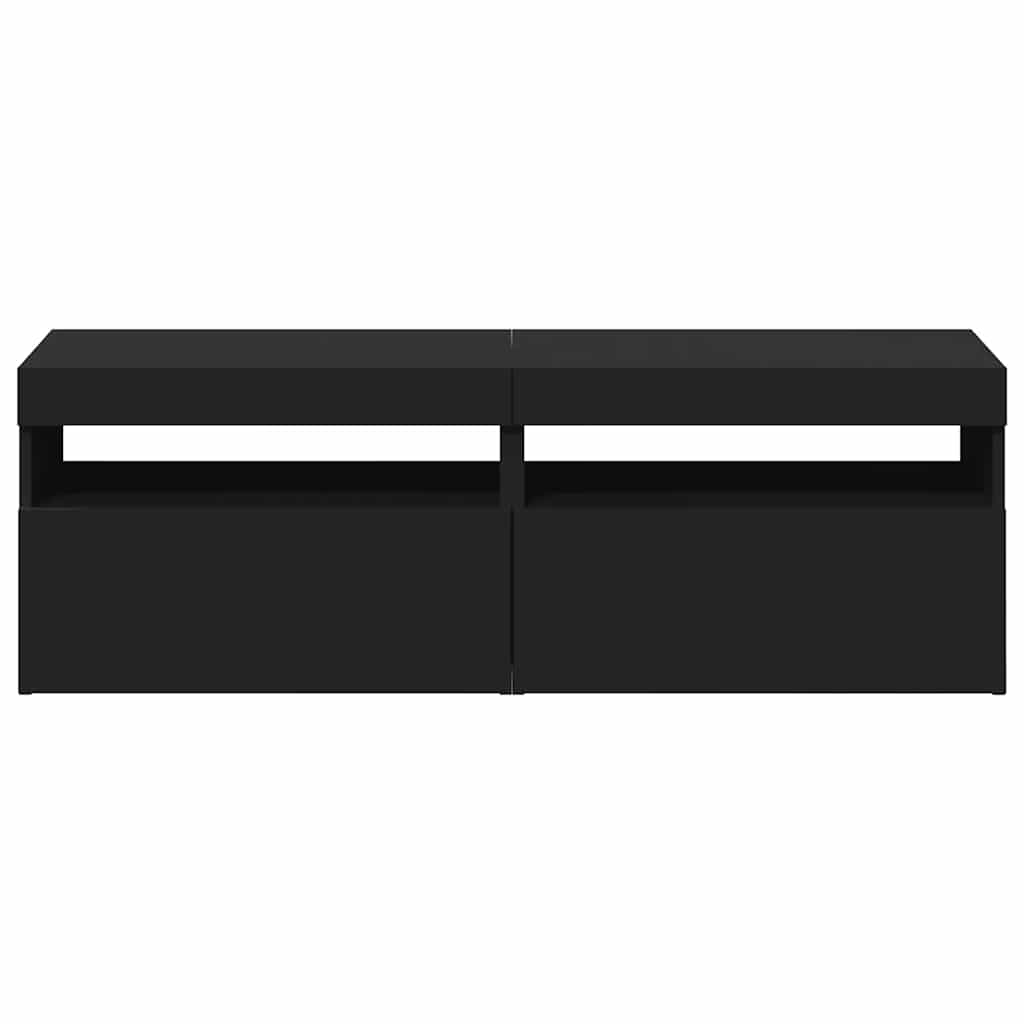 2 db fekete TV-szekrény LED-lámpákkal 60 x 35 x 40 cm