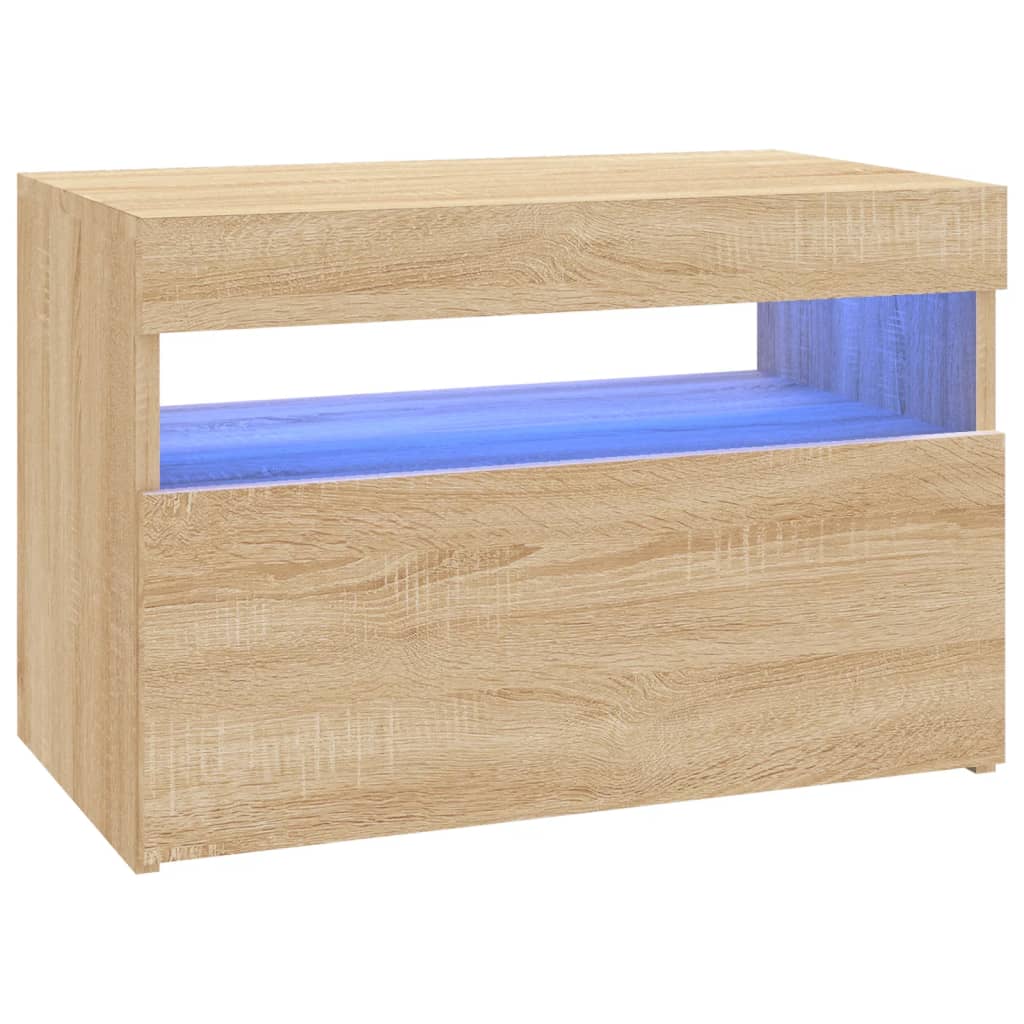 sonoma tölgy színű TV-szekrény LED-lámpákkal 60 x 35 x 40 cm