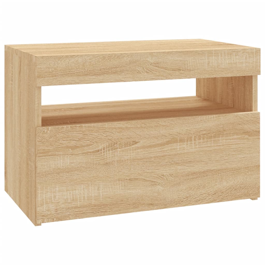 sonoma tölgy színű TV-szekrény LED-lámpákkal 60 x 35 x 40 cm