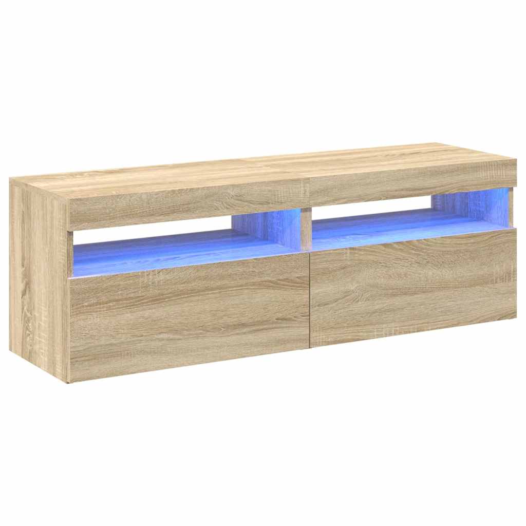 2 db sonoma tölgy színű TV-szekrény LED-lámpákkal 60x35x40 cm