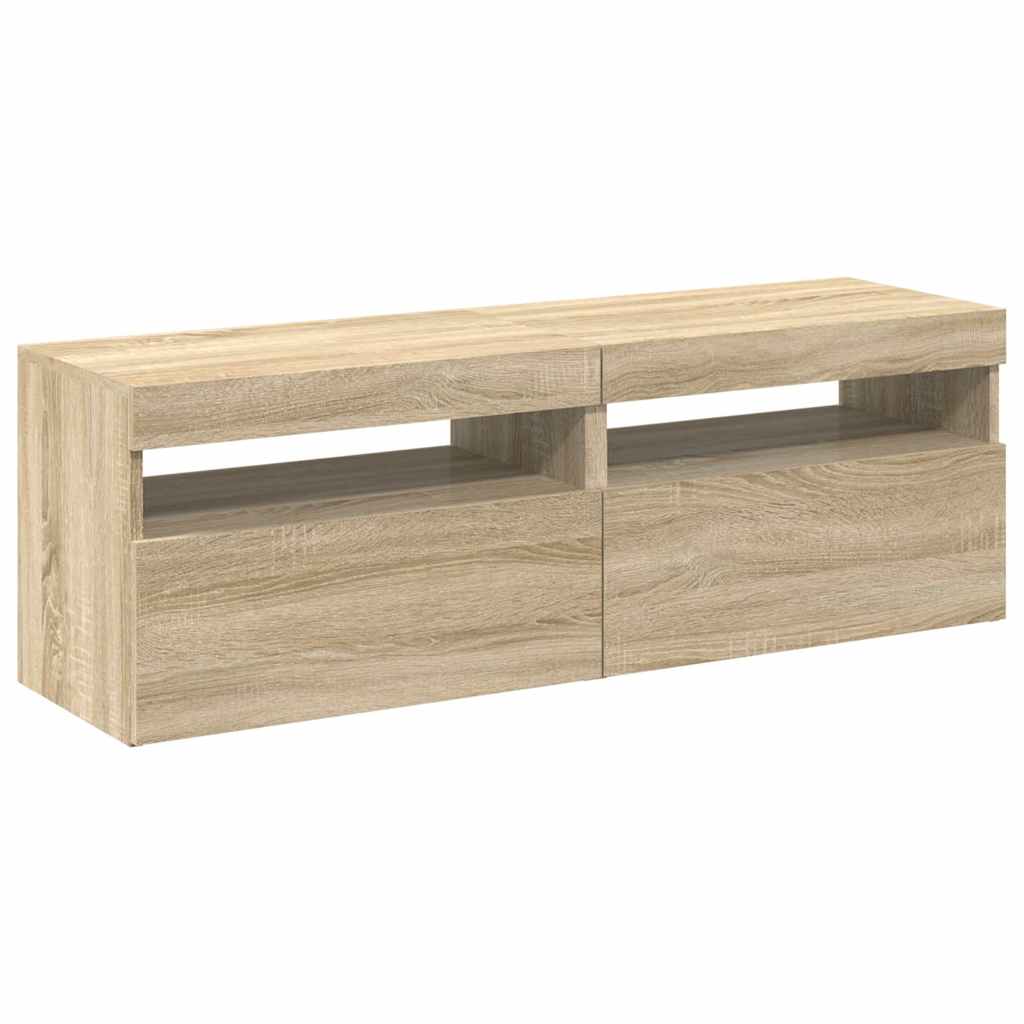 2 db sonoma tölgy színű TV-szekrény LED-lámpákkal 60x35x40 cm