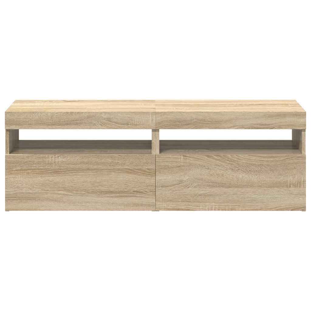 2 db sonoma tölgy színű TV-szekrény LED-lámpákkal 60x35x40 cm