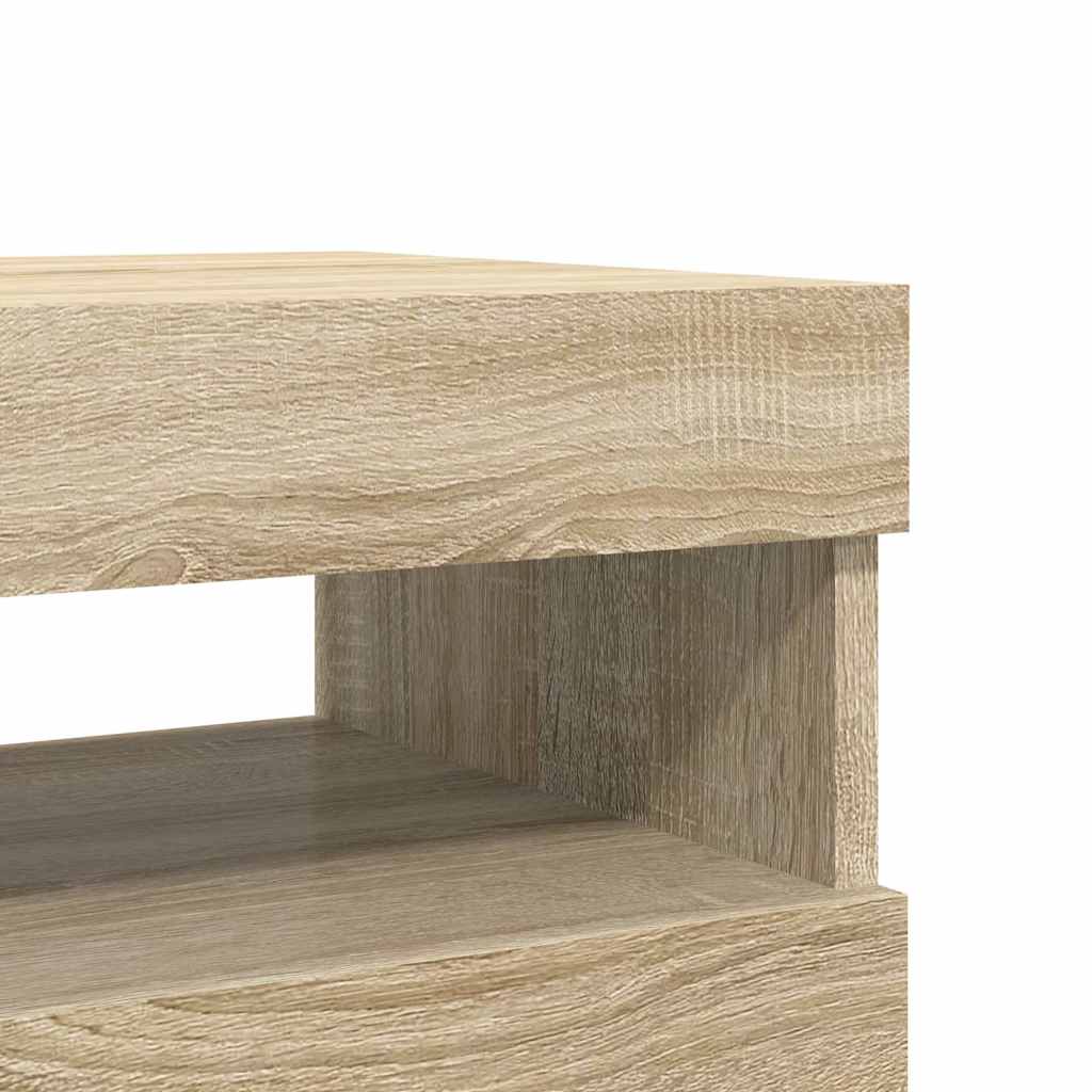 2 db sonoma tölgy színű TV-szekrény LED-lámpákkal 60x35x40 cm