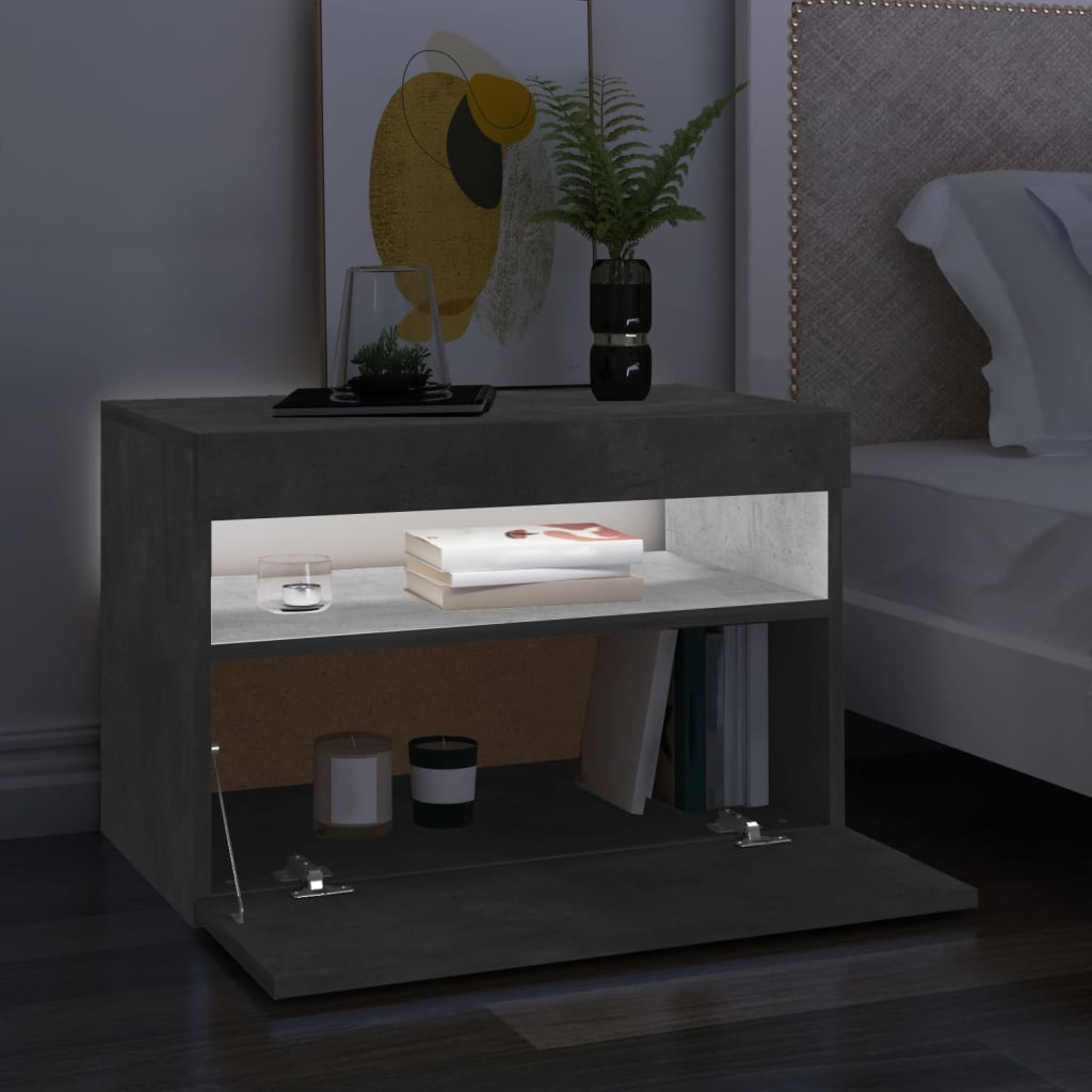 betonszürke TV-szekrény LED-lámpákkal 60 x 35 x 40 cm