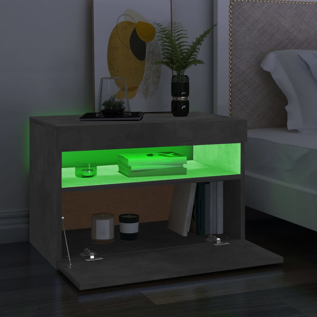 betonszürke TV-szekrény LED-lámpákkal 60 x 35 x 40 cm