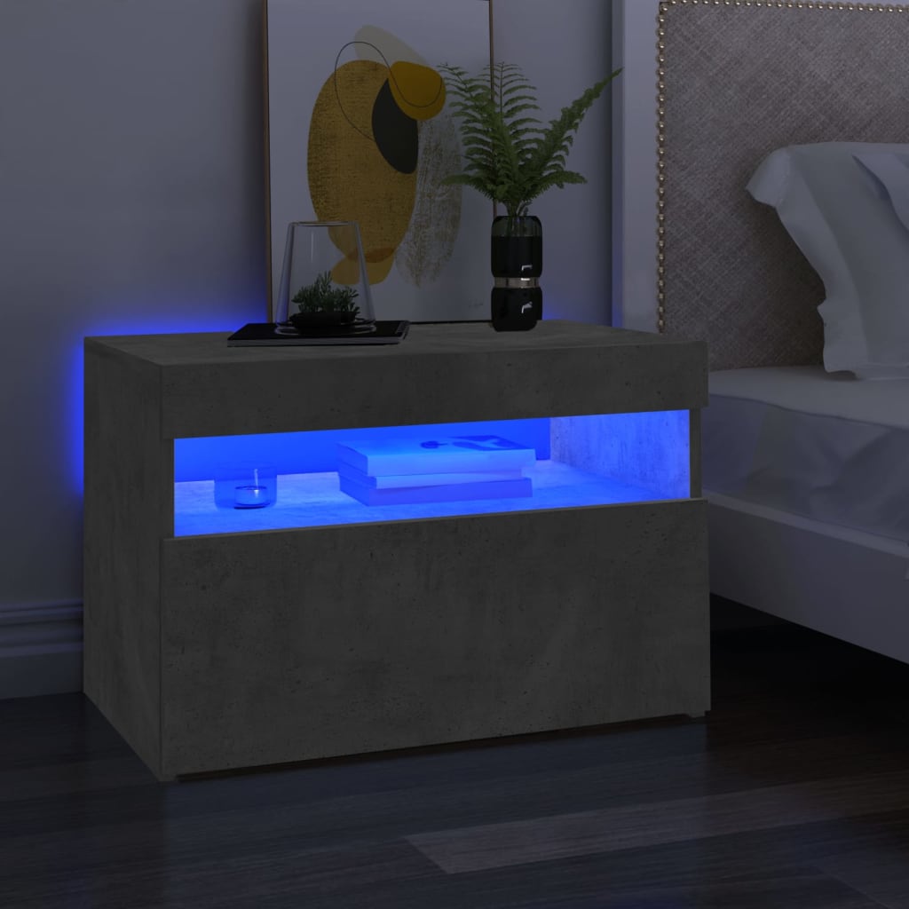 betonszürke TV-szekrény LED-lámpákkal 60 x 35 x 40 cm