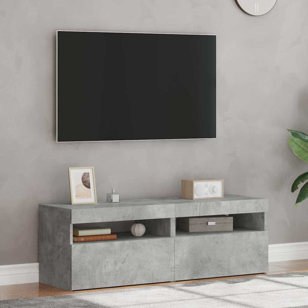 2 db betonszürke TV-szekrény LED-lámpákkal 60 x 35 x 40 cm
