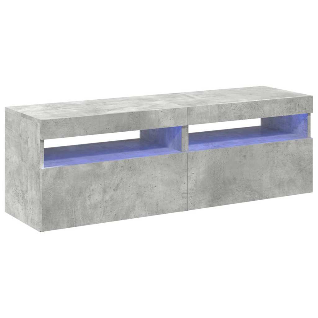 2 db betonszürke TV-szekrény LED-lámpákkal 60 x 35 x 40 cm