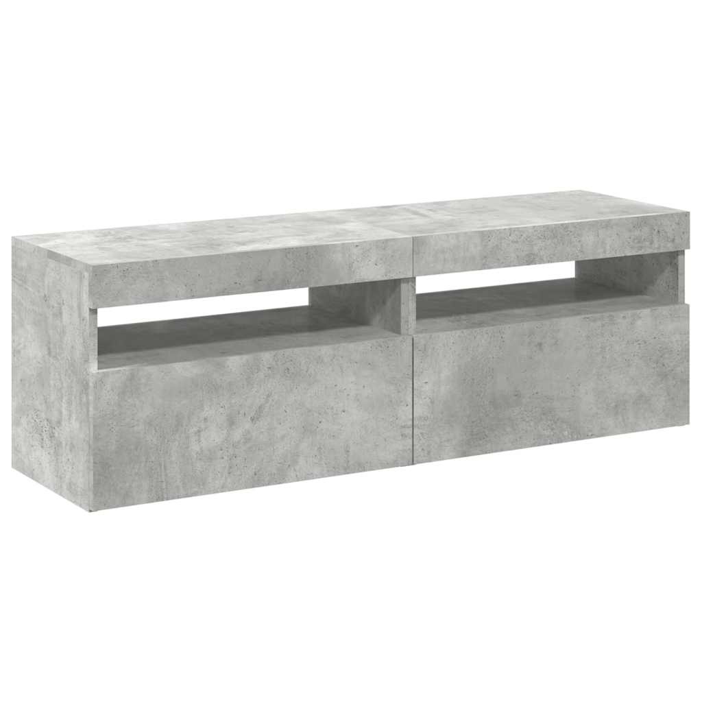 2 db betonszürke TV-szekrény LED-lámpákkal 60 x 35 x 40 cm