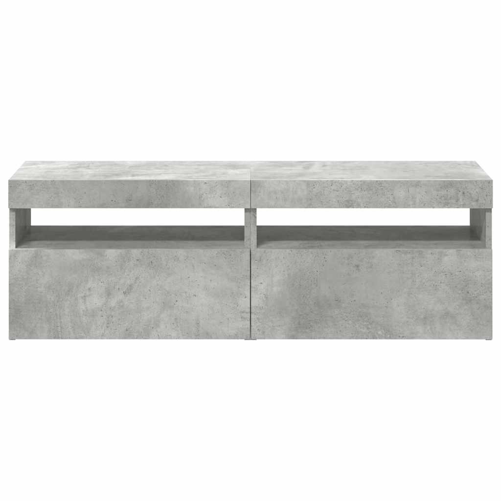 2 db betonszürke TV-szekrény LED-lámpákkal 60 x 35 x 40 cm