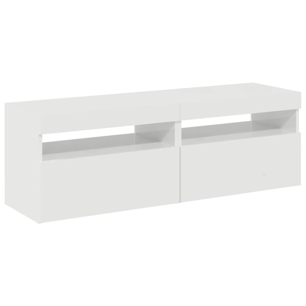 2 db magasfényű fehér TV-szekrény LED-lámpákkal 60 x 35 x 40 cm