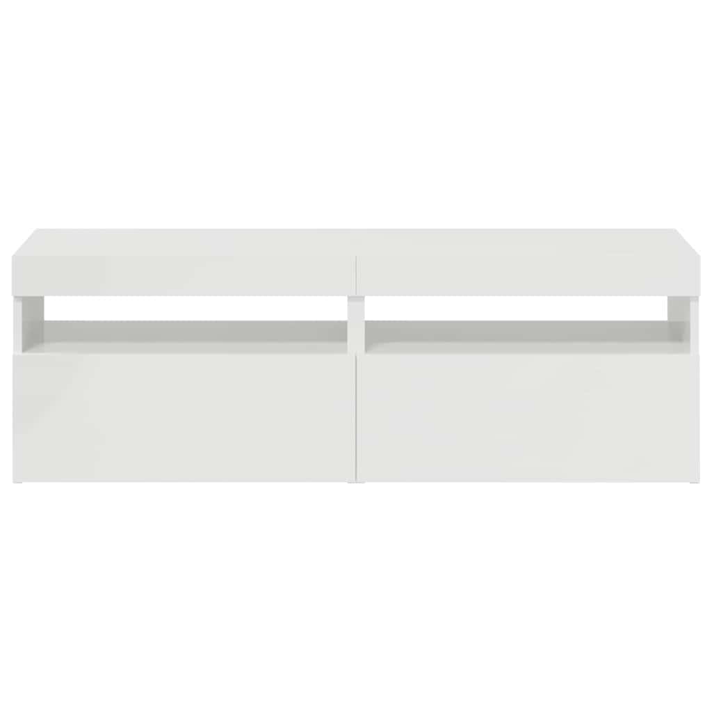 2 db magasfényű fehér TV-szekrény LED-lámpákkal 60 x 35 x 40 cm