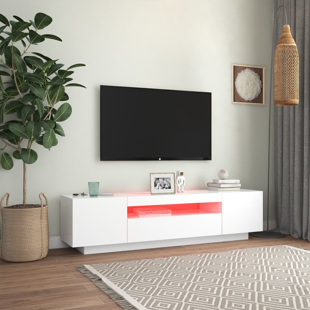 fehér TV-szekrény LED-lámpákkal 160 x 35 x 40 cm