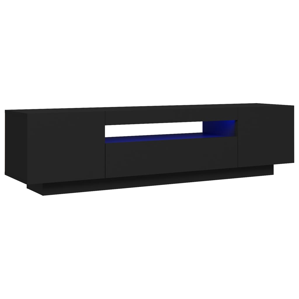 fekete TV-szekrény LED-lámpákkal 160 x 35 x 40 cm