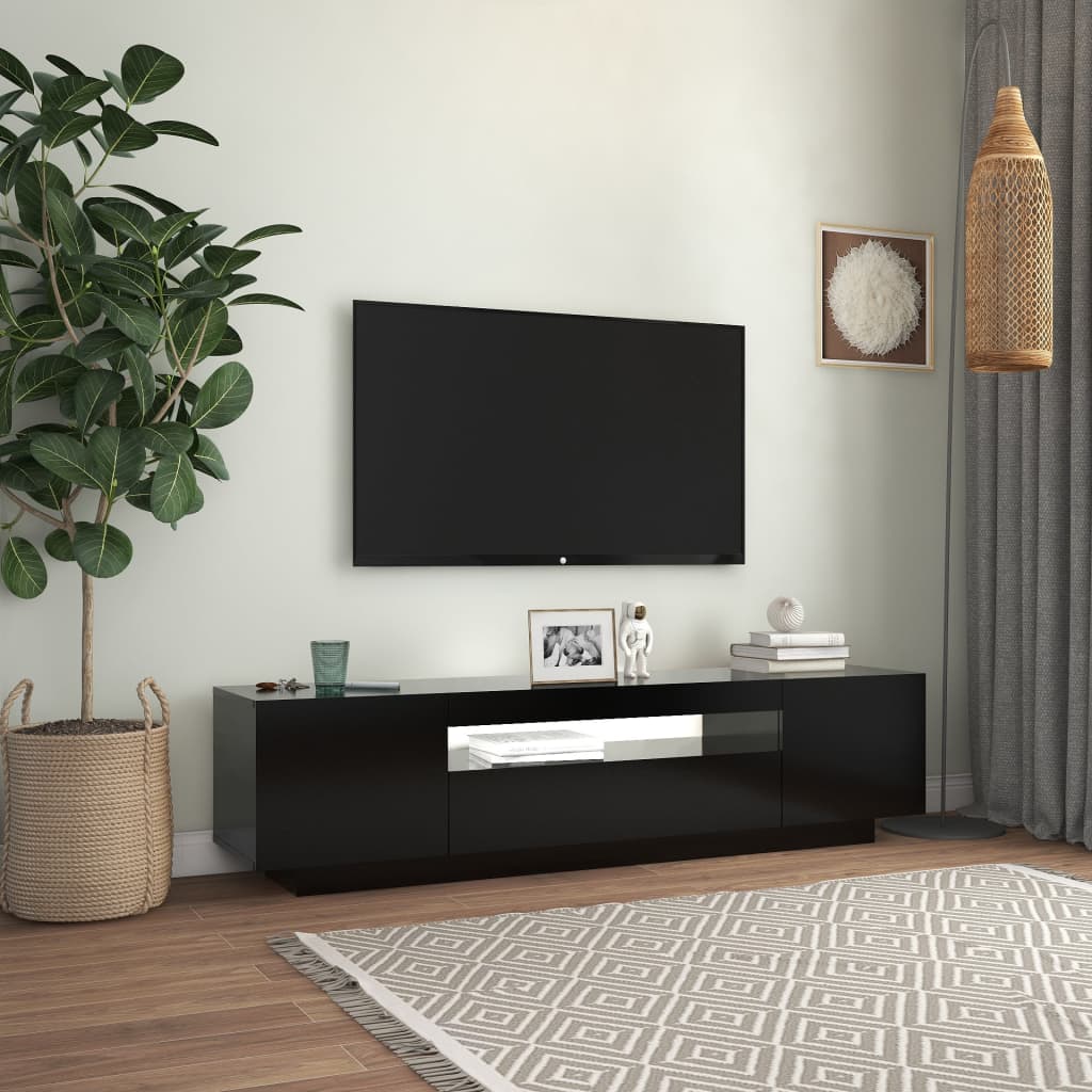 fekete TV-szekrény LED-lámpákkal 160 x 35 x 40 cm