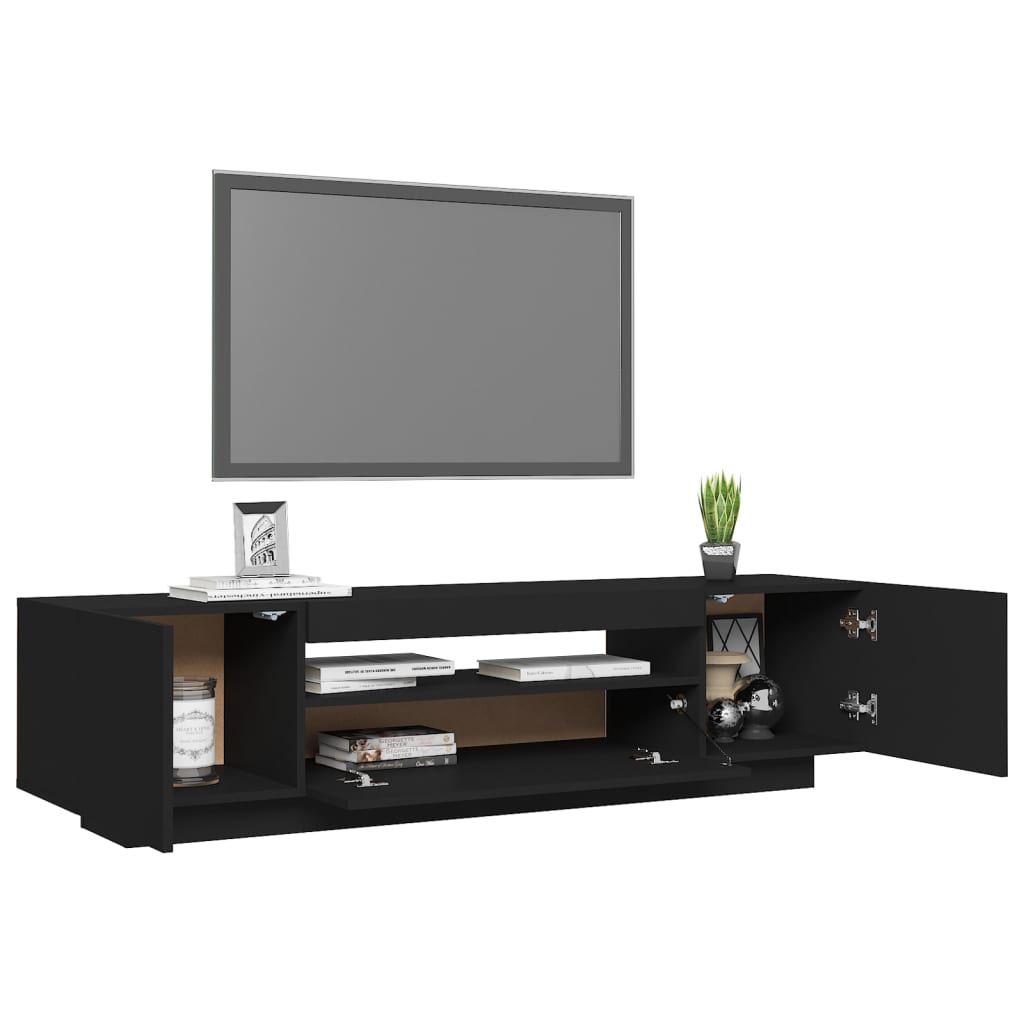 fekete TV-szekrény LED-lámpákkal 160 x 35 x 40 cm