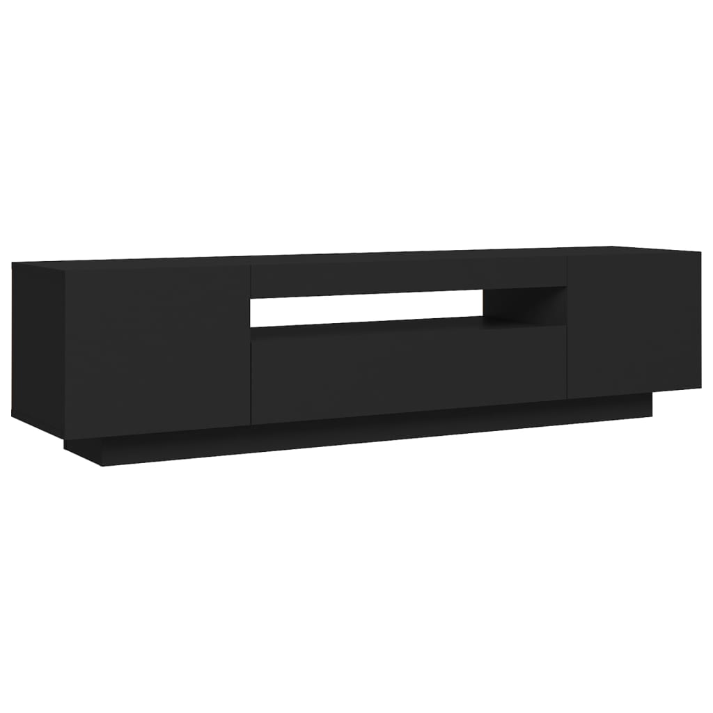 fekete TV-szekrény LED-lámpákkal 160 x 35 x 40 cm