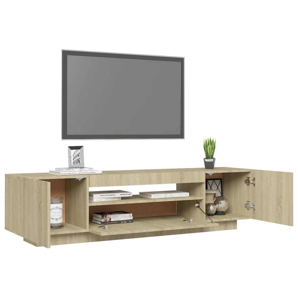 sonoma tölgy színű TV-szekrény LED-lámpákkal 160 x 35 x 40 cm