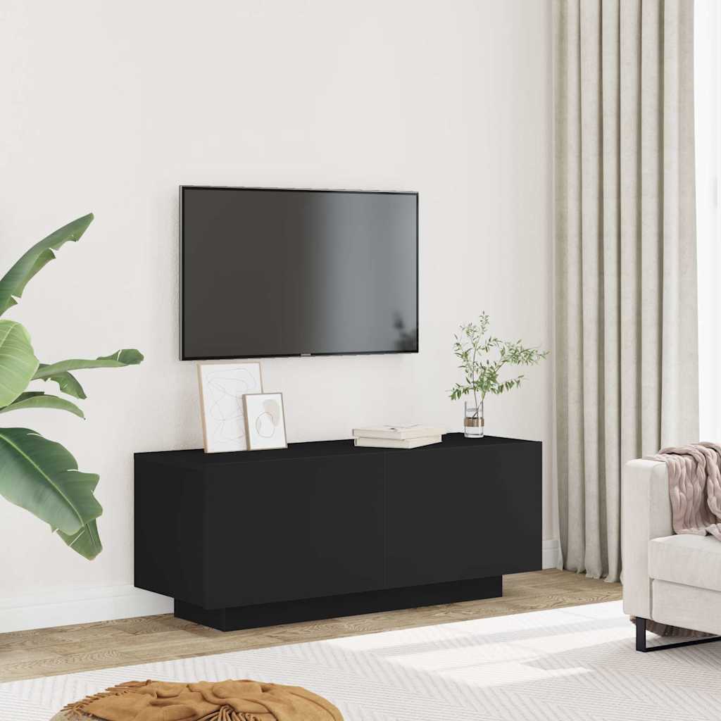 fekete szerelt fa TV-szekrény 100 x 35 x 40 cm