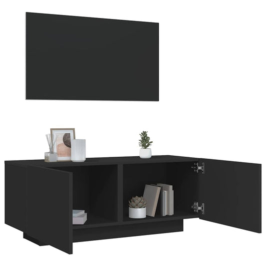 fekete szerelt fa TV-szekrény 100 x 35 x 40 cm