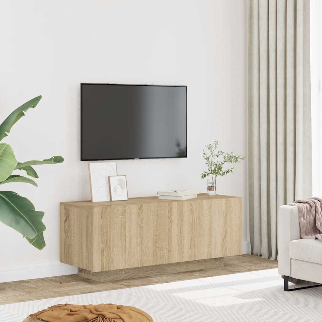 sonoma tölgyszínű szerelt fa TV-szekrény 100 x 35 x 40 cm