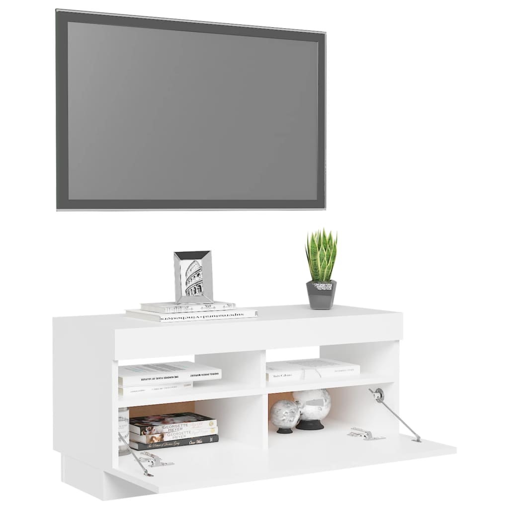 fehér TV-szekrény LED-lámpákkal 80 x 35 x 40 cm