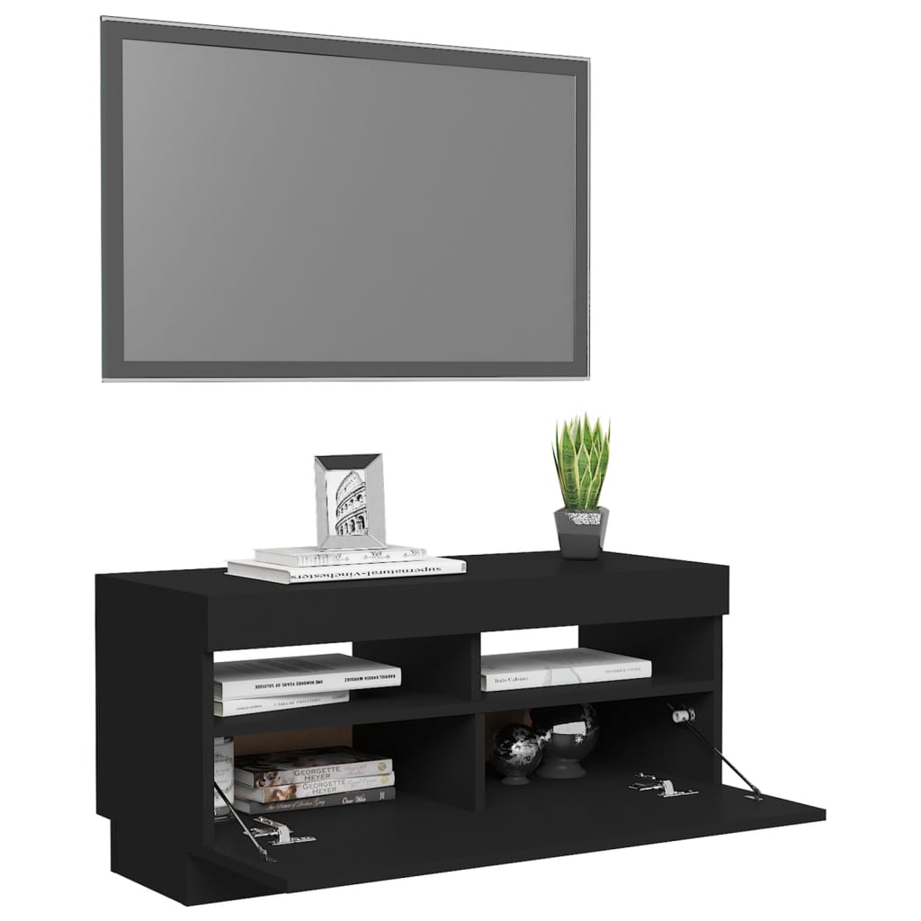 fekete TV-szekrény LED-lámpákkal 80 x 35 x 40 cm