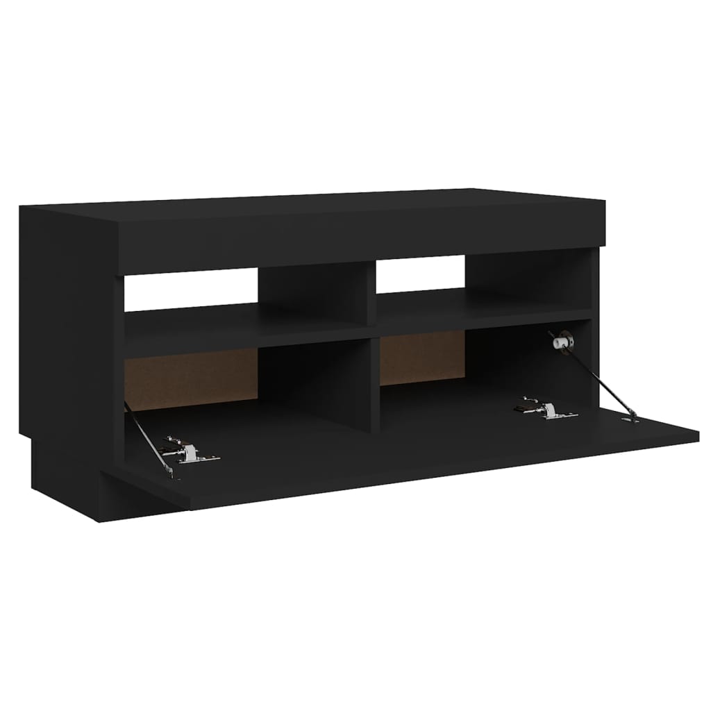 fekete TV-szekrény LED-lámpákkal 80 x 35 x 40 cm