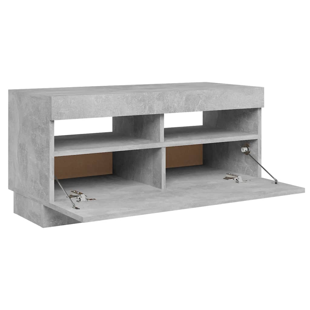 betonszürke TV-szekrény LED-lámpákkal 80 x 35 x 40 cm