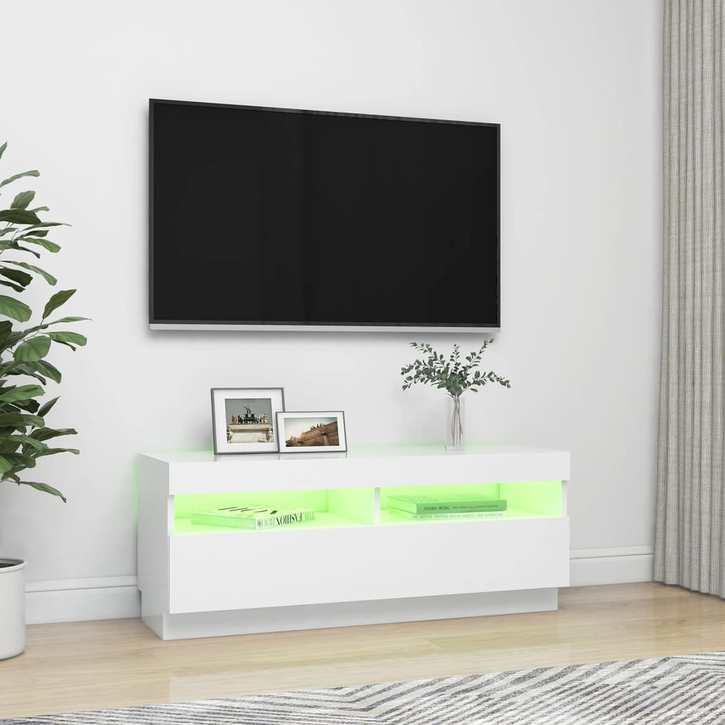 fehér TV-szekrény LED-világítással 100 x 35 x 40 cm