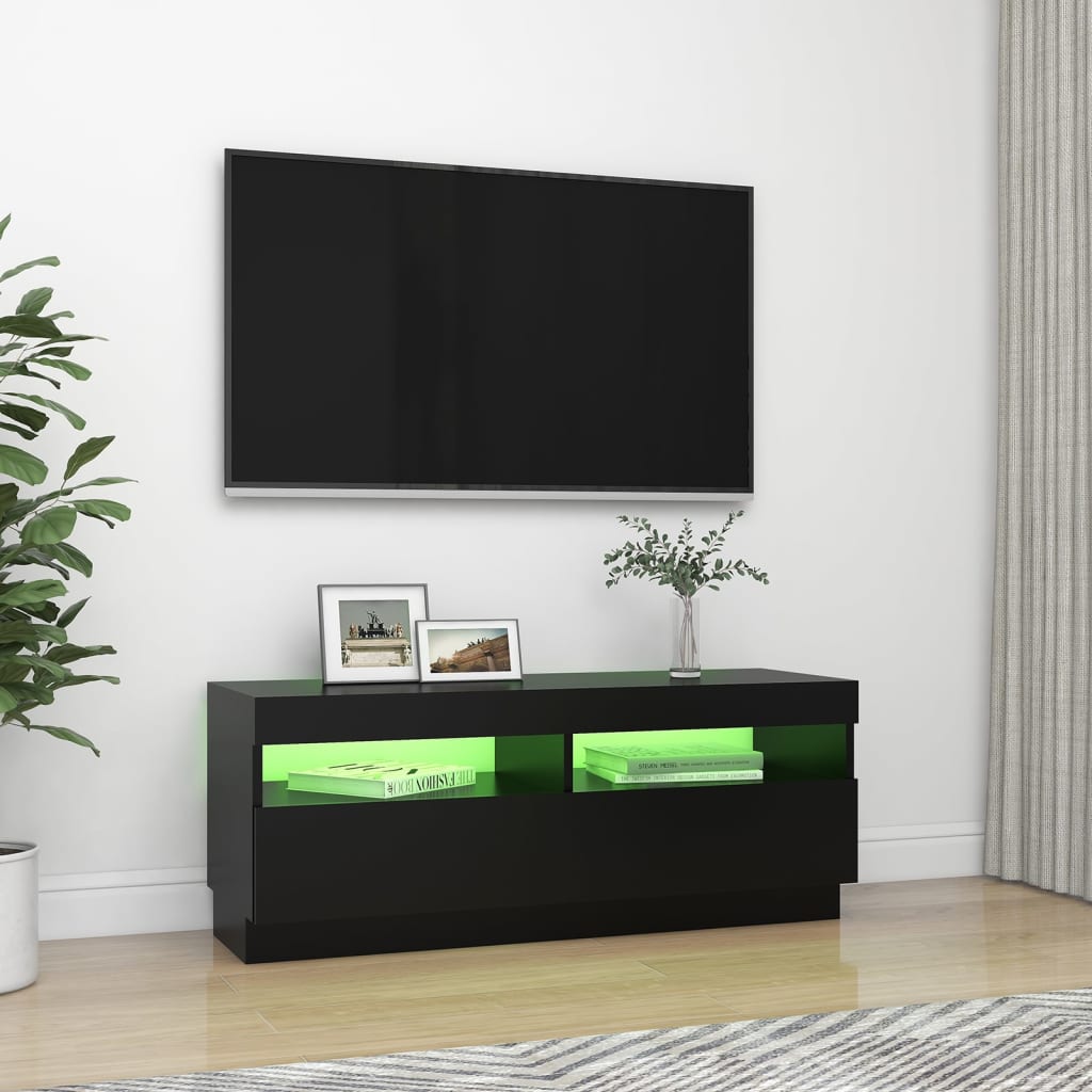 fekete TV-szekrény LED-lámpákkal 100 x 35 x 40 cm